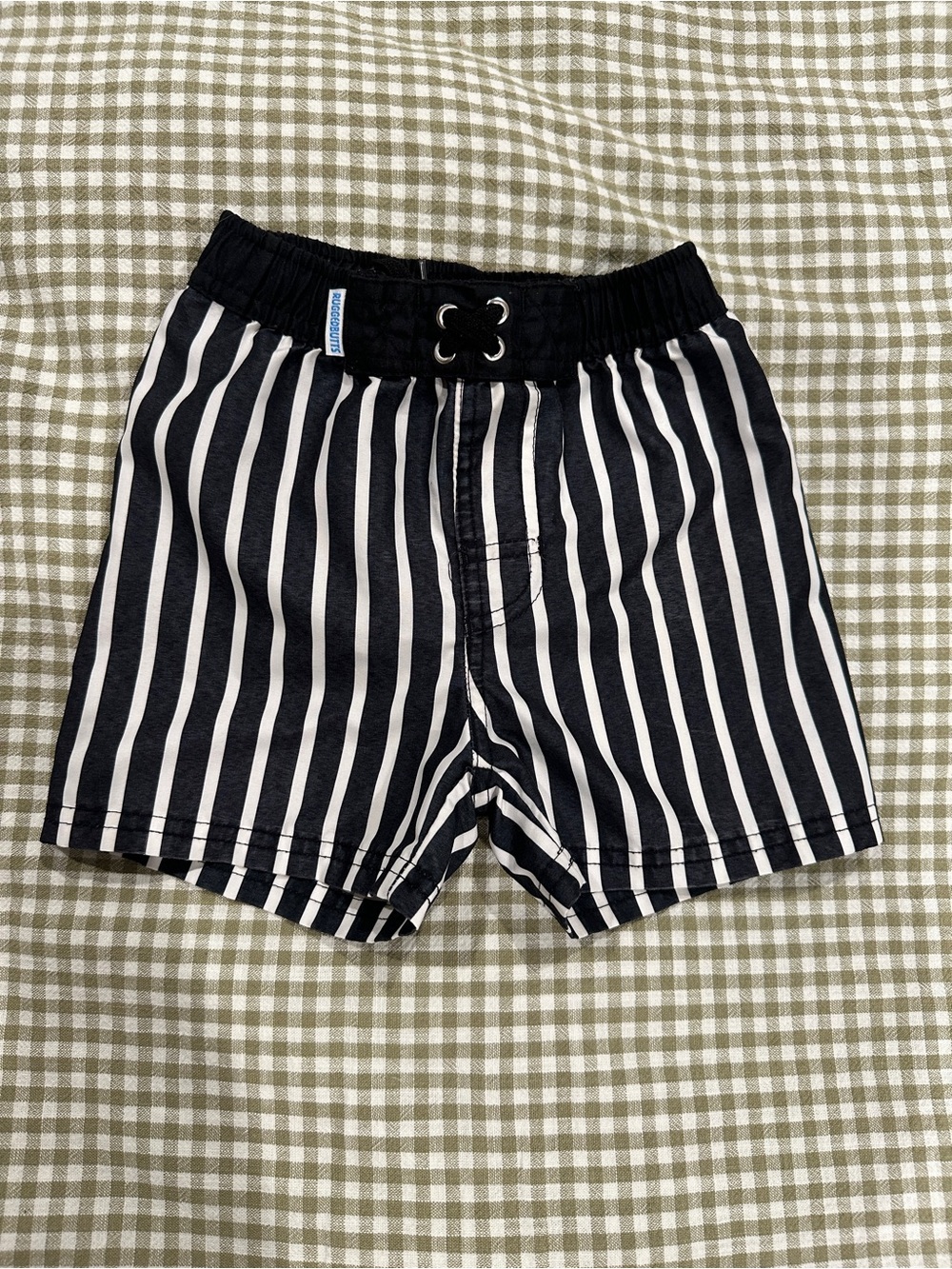 RuggedButts Black & White Vertical Stripe Swim Shorts